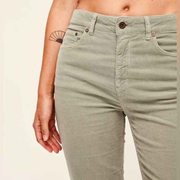 Mother Mid Rise Dazzler Ankle Fray Corduroy Jeans Pants Gray Green 26 Short - Picture 6 of 10